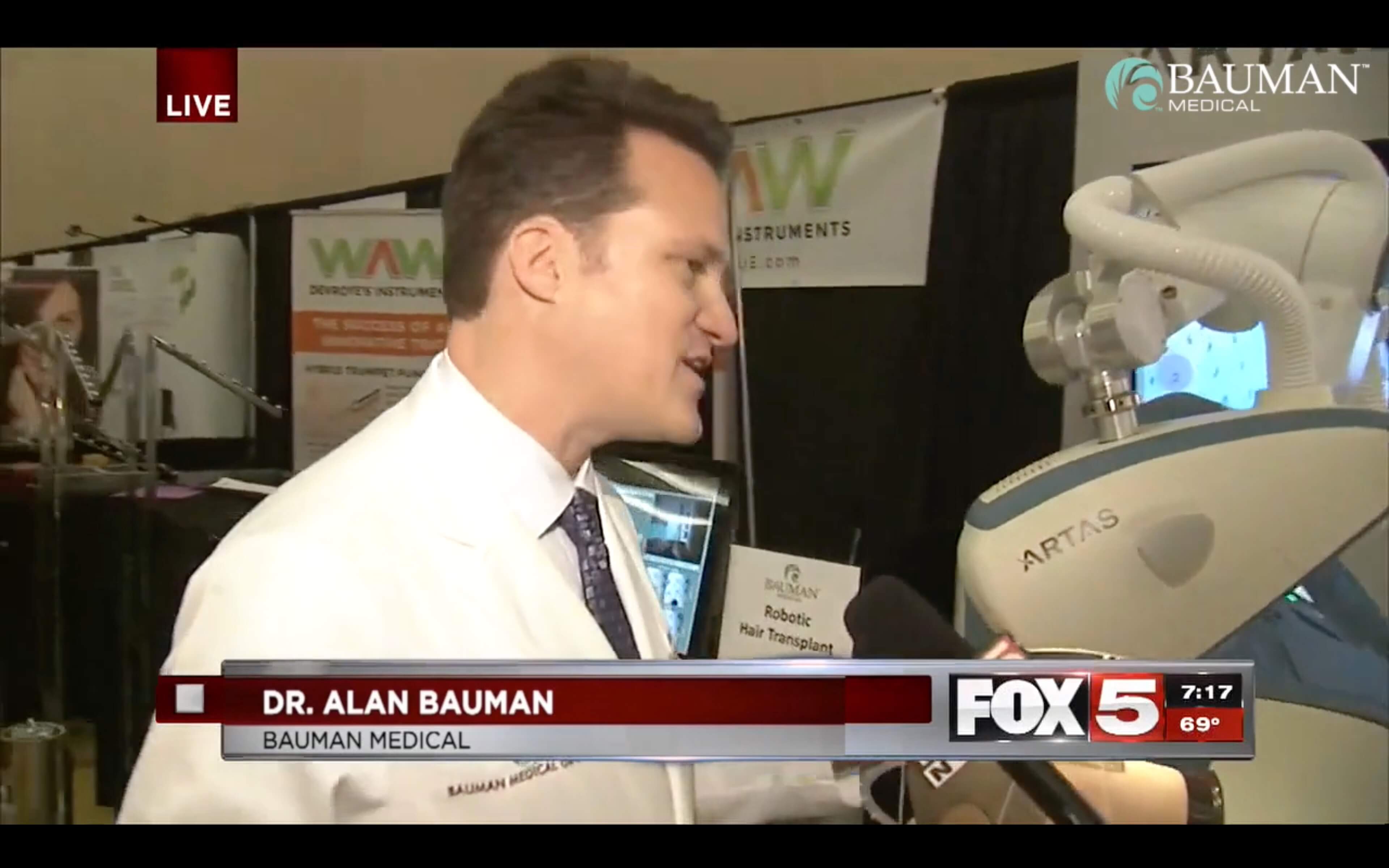 4 Common Questions About Artas Robotic Hair Transplants Fox5 Las Vegas Mike Doria Interviews Dr Alan Bauman Re: Artas Hair Transplant Robot At Ishrs Meeting