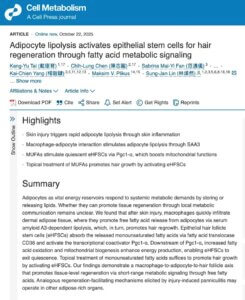 Breakthrough Hair Regrowth Serum From Taiwan Tai, K.-Y., Et Al. (2025). Adipocyte Lipolysis Activates Epithelial Stem Cells For Hair Regeneration Through Fatty Acid Metabolic Signaling. Cell Metabolism.